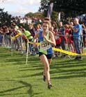 Clare Pettitt brings Vale Royal home for victory in the under-17 womens Northern Cross Country Relays, Graves Park, Sheffield.